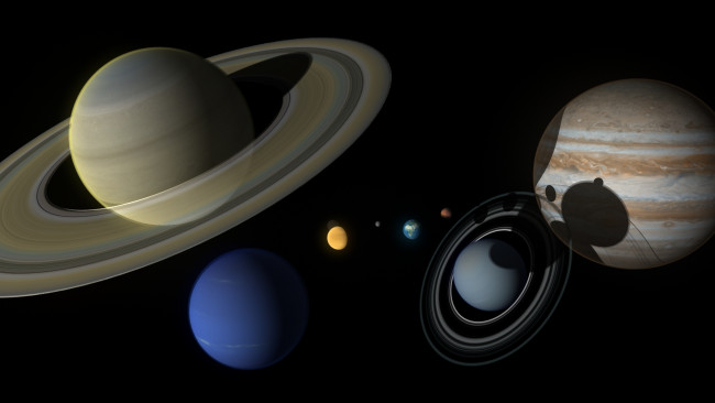 Обои картинки фото космос, арт, солнечная, планеты, система