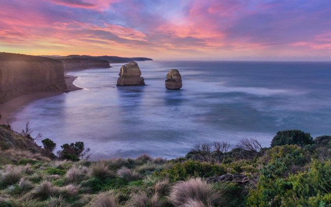 Обои картинки фото природа, побережье, пейзаж, закат, скалы, море, австралия