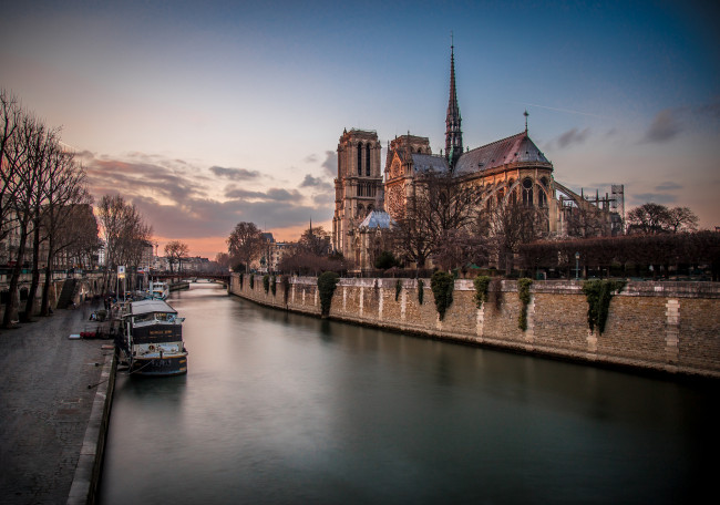 Обои картинки фото notre dame, города, париж , франция, река, собор