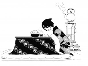 Картинка аниме sayonara+zetsubo+sensei чайник еда стол парень