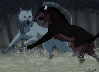 Картинка рисованное животные +волки волки