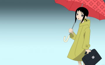 обоя аниме, sayonara zetsubo sensei, девочка, портфель, плащ, зонт