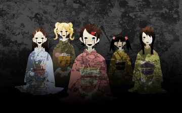 обоя аниме, sayonara zetsubo sensei, кимоно, девочки