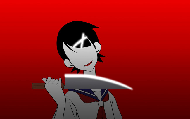 Обои картинки фото аниме, sayonara zetsubo sensei, форма, нож, девочка