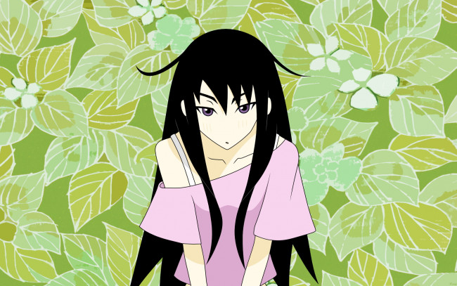 Обои картинки фото аниме, sayonara zetsubo sensei, листья, девушка