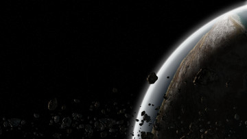 Картинка космос арт планета астероиды