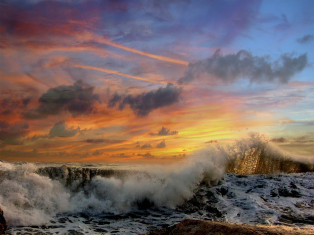 Обои картинки фото природа, моря, океаны, облака, волны