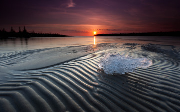 Картинка sunset природа восходы закаты льдинка отмель закат озеро