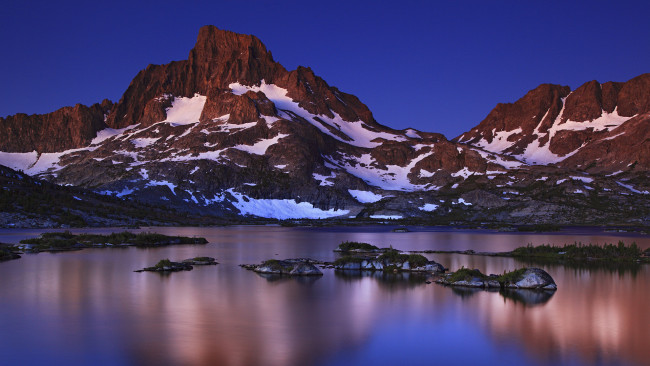 Обои картинки фото природа, горы, вечер, озеро