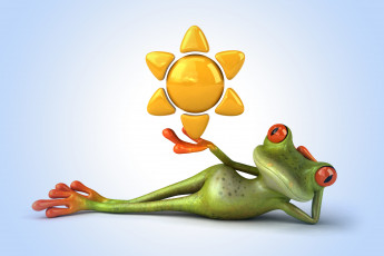 Картинка 3д+графика животные+ animals лягушка frog funny
