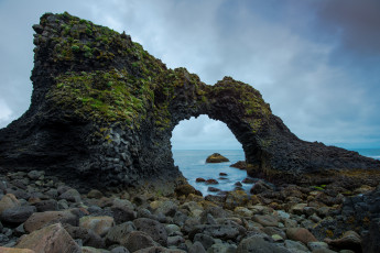 Картинка природа моря океаны камни море арка скала облака небо