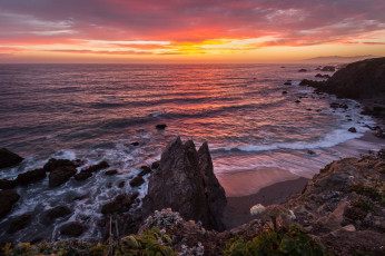 Картинка природа восходы закаты пляж тихий океан калифорния залив побережье сша закат