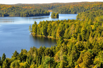 Картинка природа реки озера небо лес река остров деревья пейзаж
