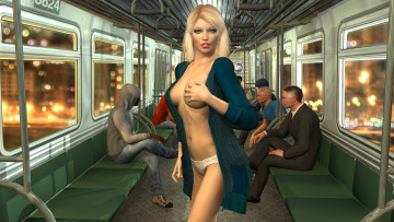 Картинка 3д+графика люди+ people пассажиры frida metro взгляд девушка
