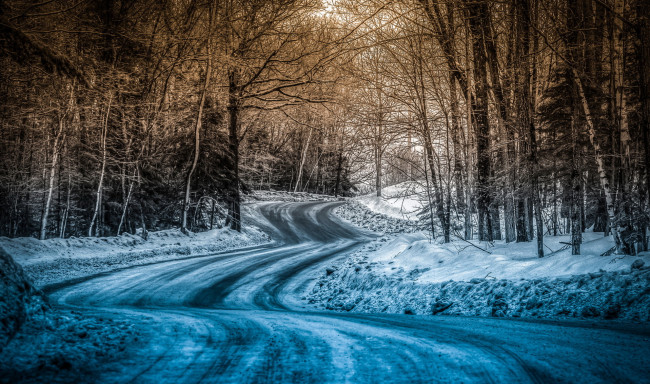 Обои картинки фото природа, дороги, лес, пейзаж, зима, дорога