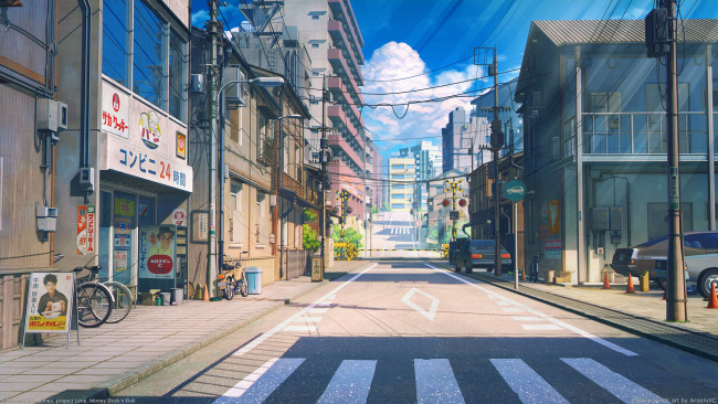 Обои картинки фото аниме, город,  улицы,  здания, arsenixc