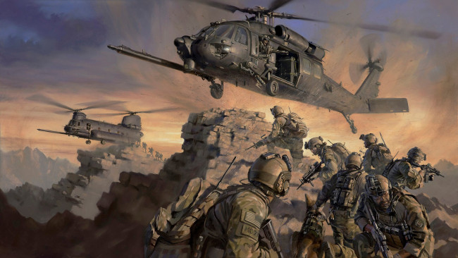Обои картинки фото рисованное, армия, эвакуация, special, forces, sine, pari, вертолёты, спецназ