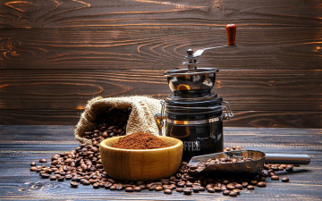 Картинка еда кофе +кофейные+зёрна кофемолка зерна молотый