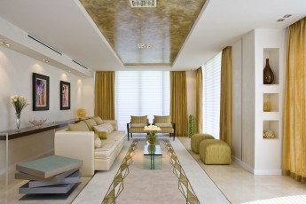 Картинка интерьер гостиная коричневый ваза цветы растения бежевый мебель кресло диван стиль дизайн комната