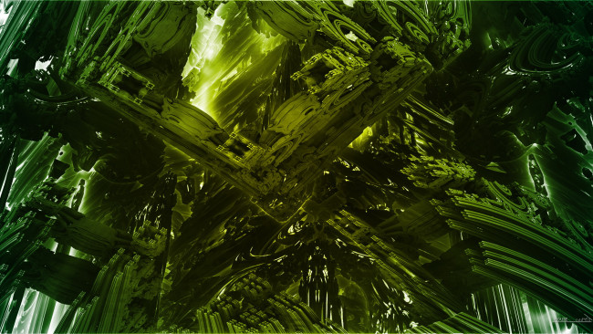 Обои картинки фото 3д, графика, fractal, фракталы, абстракция, зелёный
