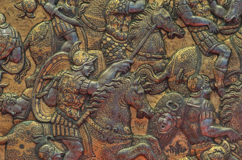 Картинка разное рельефы статуи музейные экспонаты металл медь чиканка
