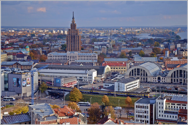 Обои картинки фото города, рига, латвия, вид, сверху, панорама