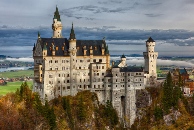 Обои картинки фото neuschwanstein, castle, bavaria, germany, города, замок, нойшванштайн, германия, бавария, скала