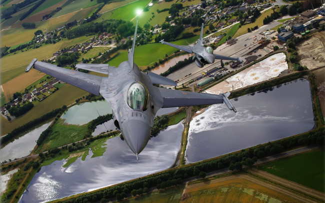 Обои картинки фото авиация, боевые самолёты, f-16, falcon, истребитель