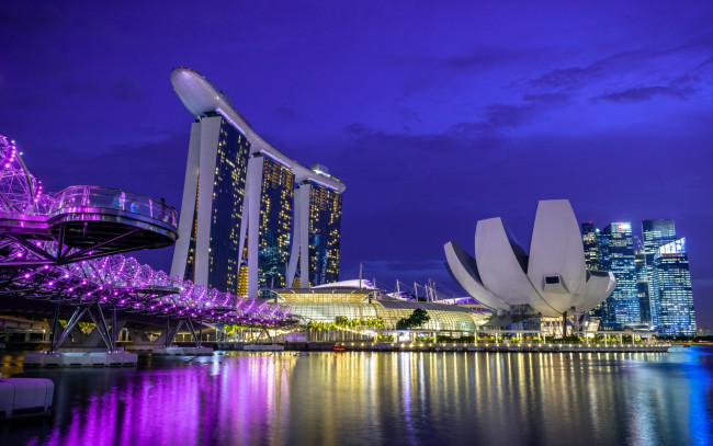Обои картинки фото города, сингапур , сингапур, отель, ночь, огни
