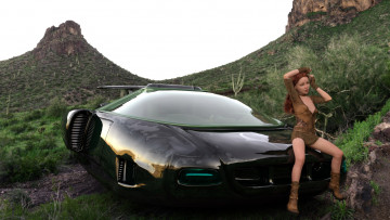 Картинка 3д+графика фантазия+ fantasy фон взгляд девушка автомобиль