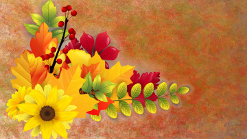 обоя векторная графика, цветы , flowers, фон, цветы, листья