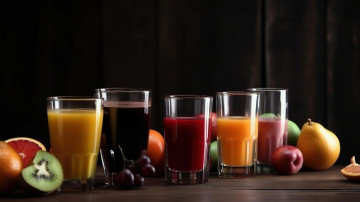 Картинка еда напитки +сок фрукты стаканы соки ассорти