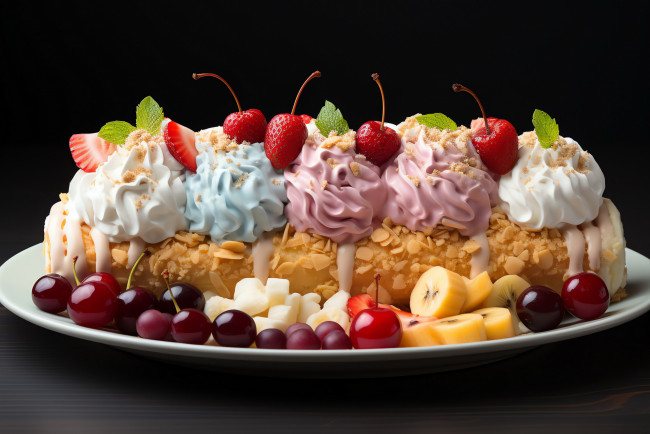 Обои картинки фото еда, мороженое,  десерты, ягоды, ассорти