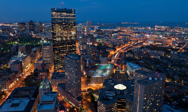 Обои картинки фото boston, города, огни, ночного