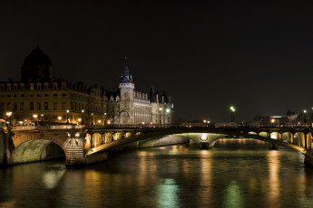 Картинка ночной париж города франция ночь огни город река