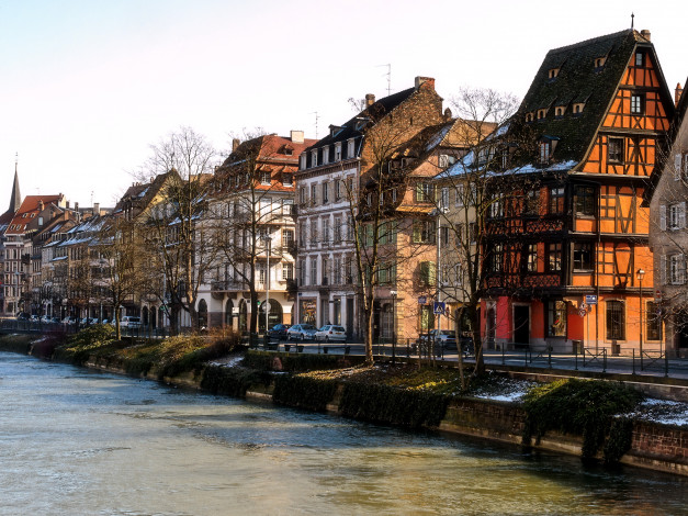Обои картинки фото strasbourg, франция, города, страсбург, дома, река