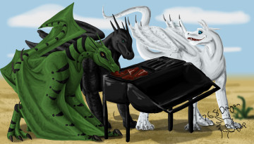 Картинка рисованное животные +сказочные +мифические фон драконы