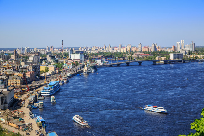 Обои картинки фото города, киев , украина, киев, дома, река, дорога, панорама