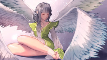 Картинка аниме ангелы +демоны фон девушка взгляд