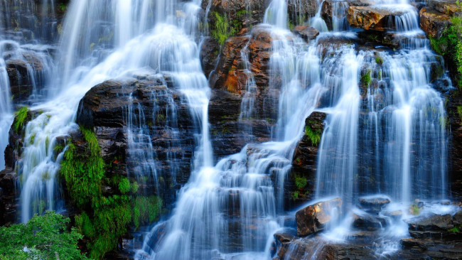 Обои картинки фото природа, водопады, бразилия, скала, гояс, chapada, dos, veadeiros, national, park, водопад