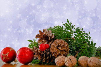 Картинка праздничные -+разное+ новый+год орехи шишки шарики