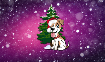 Картинка праздничные векторная+графика+ новый+год снег Ёлка рождество новый год зима минимализм собаки елка 2018 праздник настроение фон