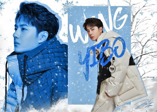 обоя мужчины, wang yi bo, актер, куртка, снег
