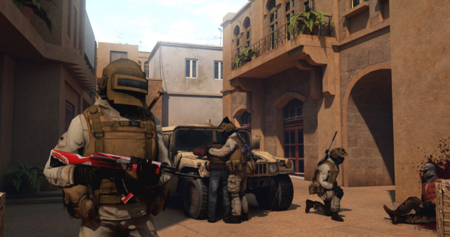 Обои картинки фото видео игры, standoff 2, город, спецназ, дома, броневик, труп