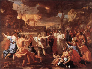Картинка adoration of the golden calf рисованные nicolas poussin