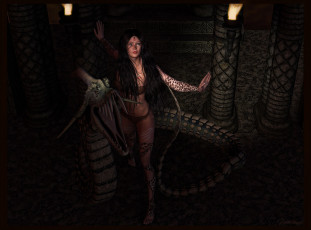 Картинка 3д графика fantasy фантазия девушка дракон