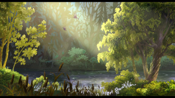 Картинка илья муромец соловей разбойник мультфильмы река дерево камыш