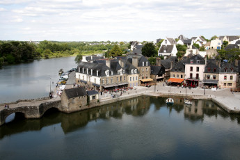 Картинка франция бретань оре города панорамы причалы река дома