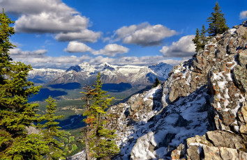 Картинка banff national park природа горы деревья облака