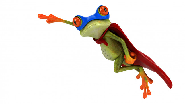 Обои картинки фото 3д графика, юмор , humor, костюм, супермен, графика, free, frog, лягушка
